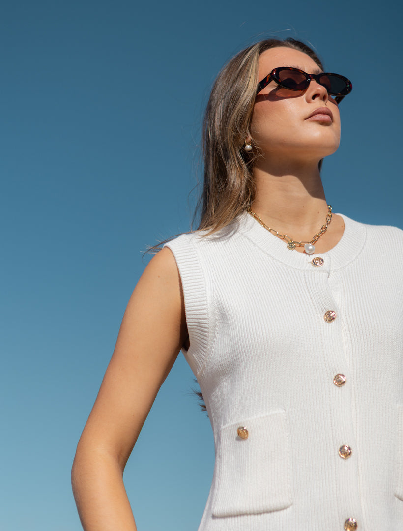 Antoinette Knit Vest White