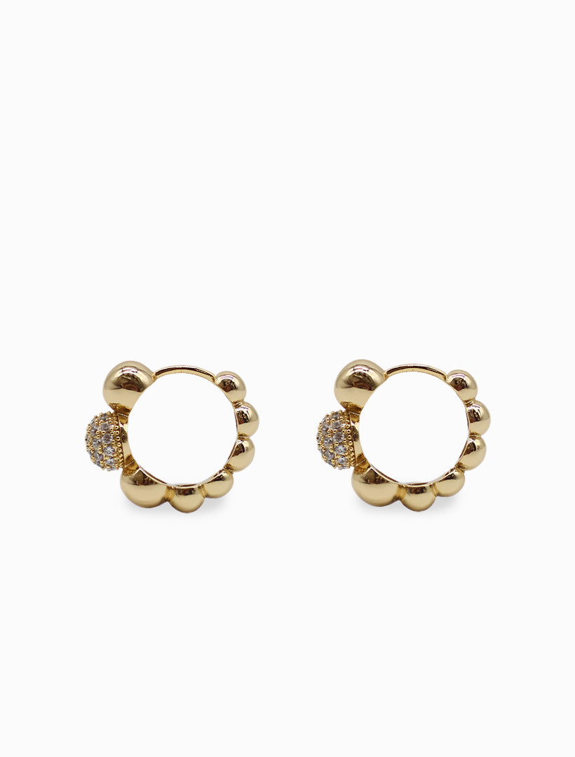 Crystal ball Hoops Gold