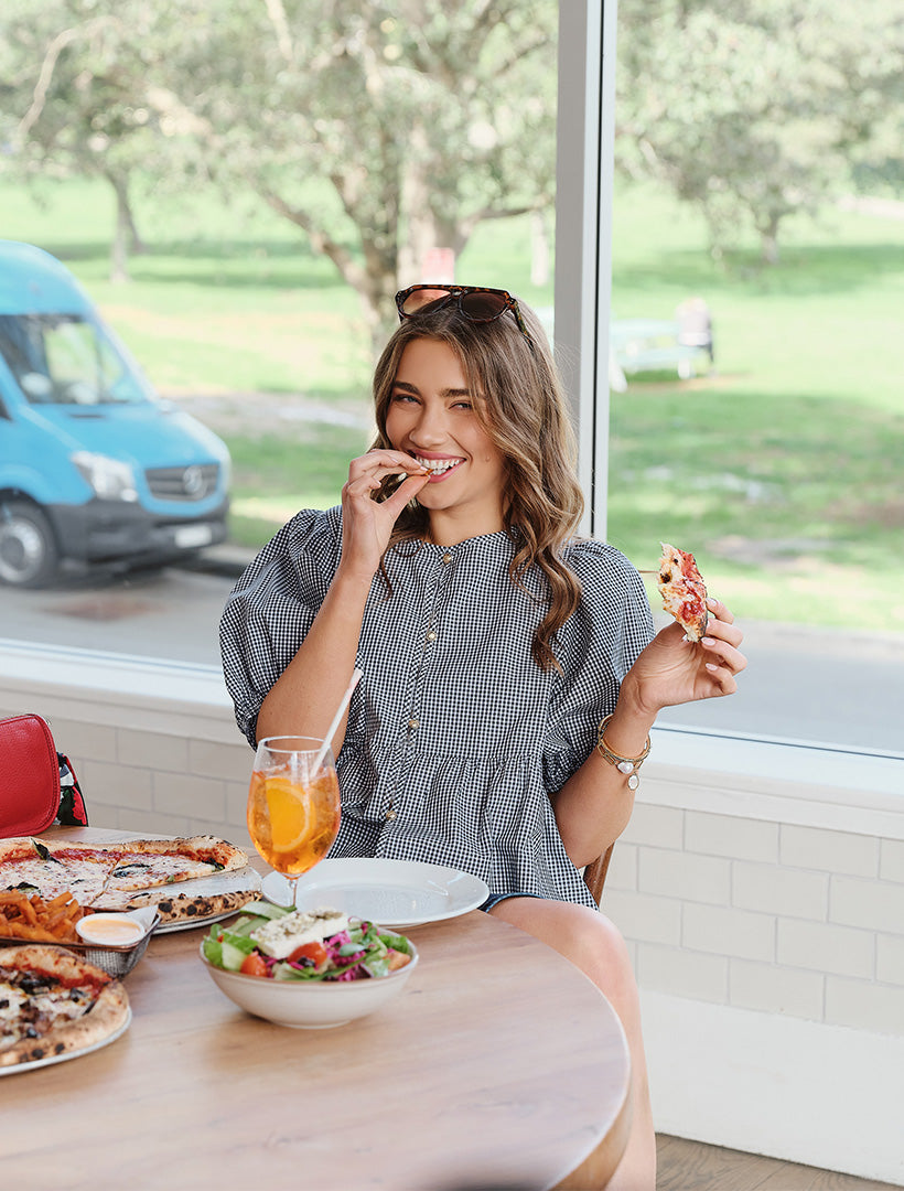 Nadia Gingham Top Navy