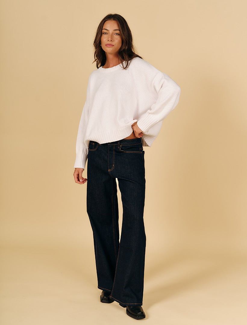 Carla Cotton Crew Neck Jumper White