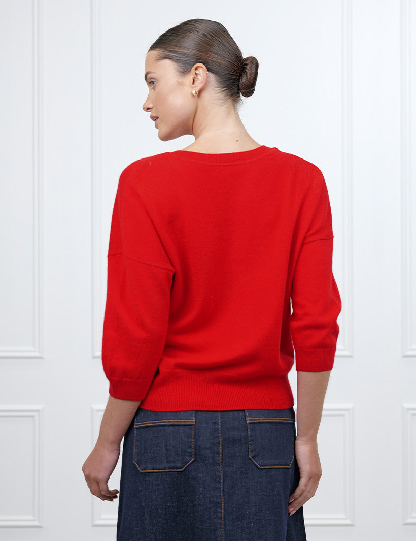 Tara Cashmere Knit Tee Red