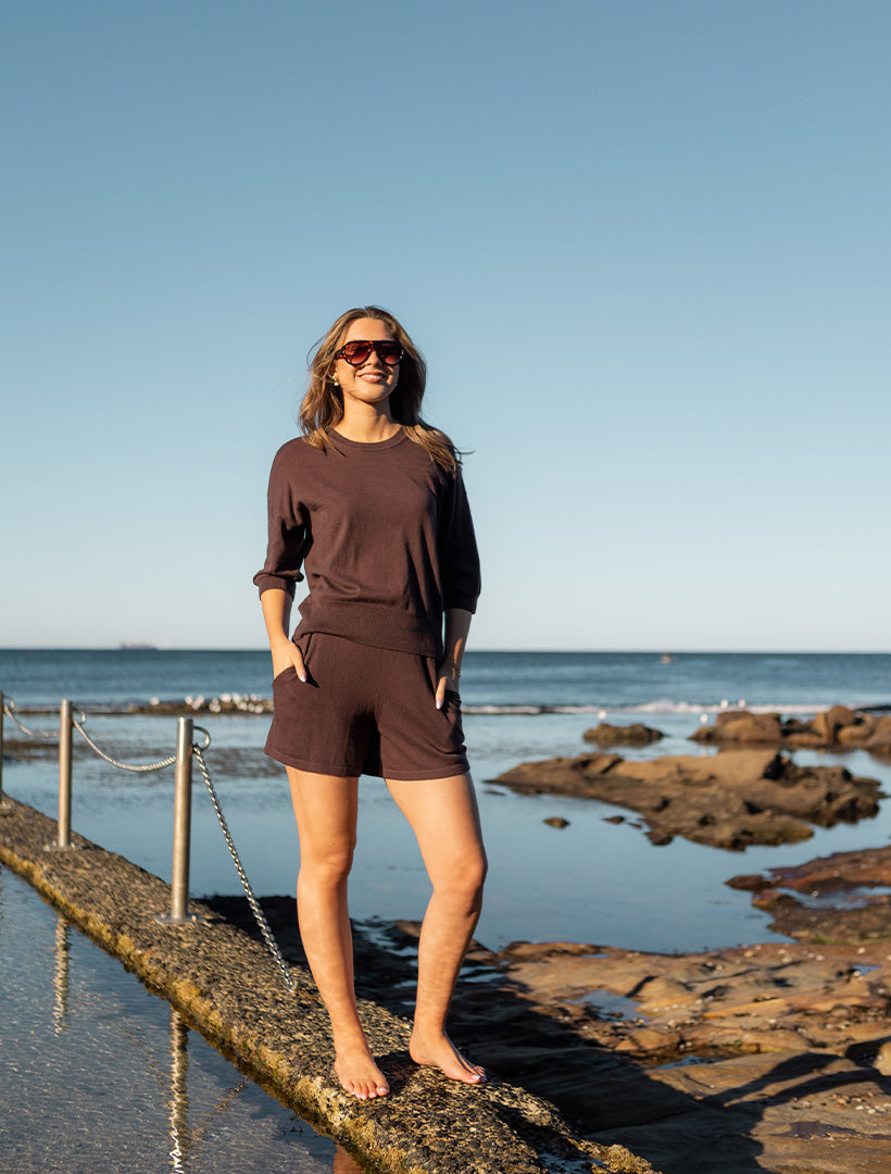 Tara Cotton Cashmere Knit Chocolate