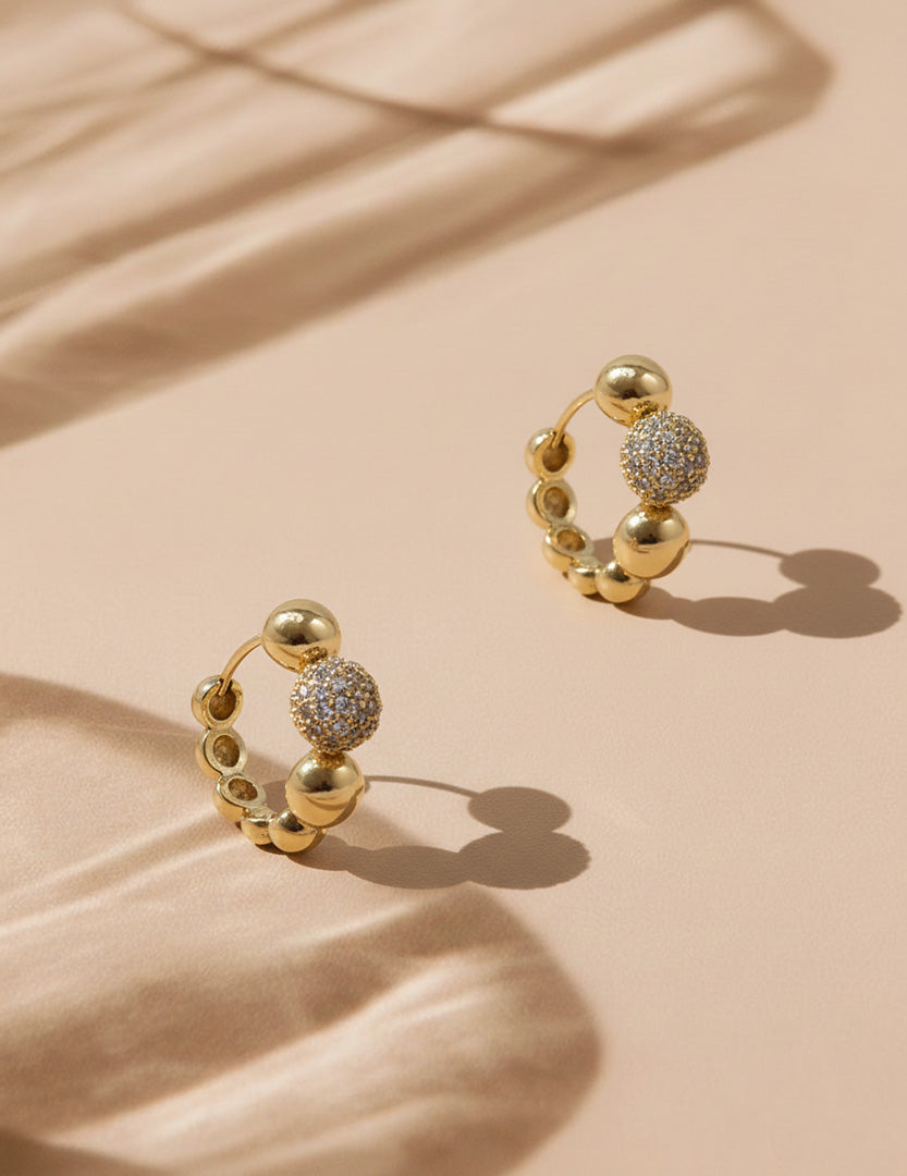 Crystal ball Hoops Gold