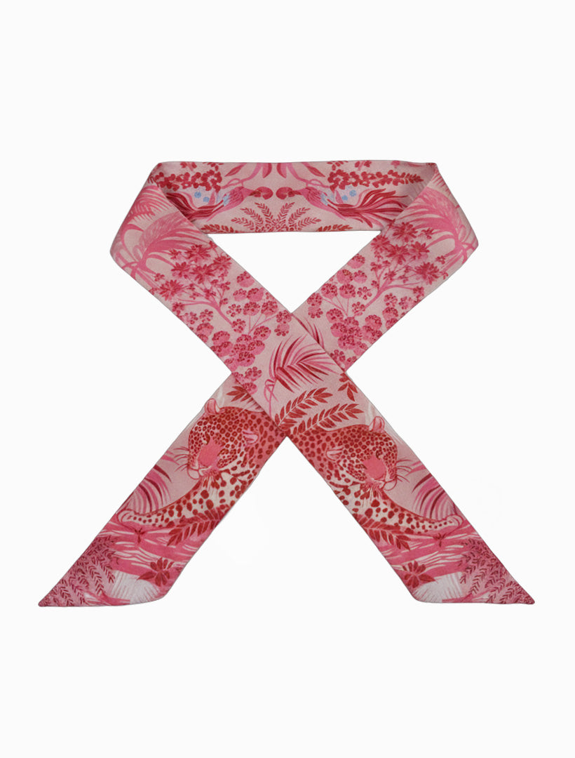 Melon Leopards Palms Neck Scarf