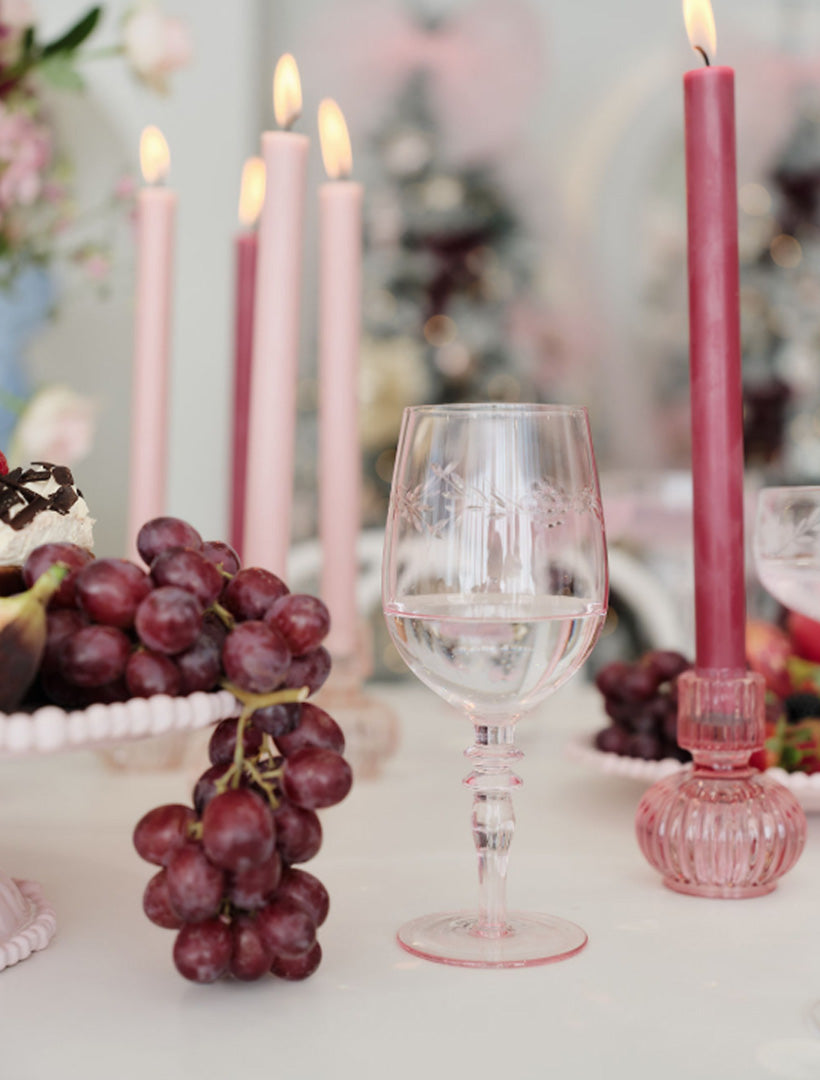 Jolie Fleur Crystal Wine Glasses Pink