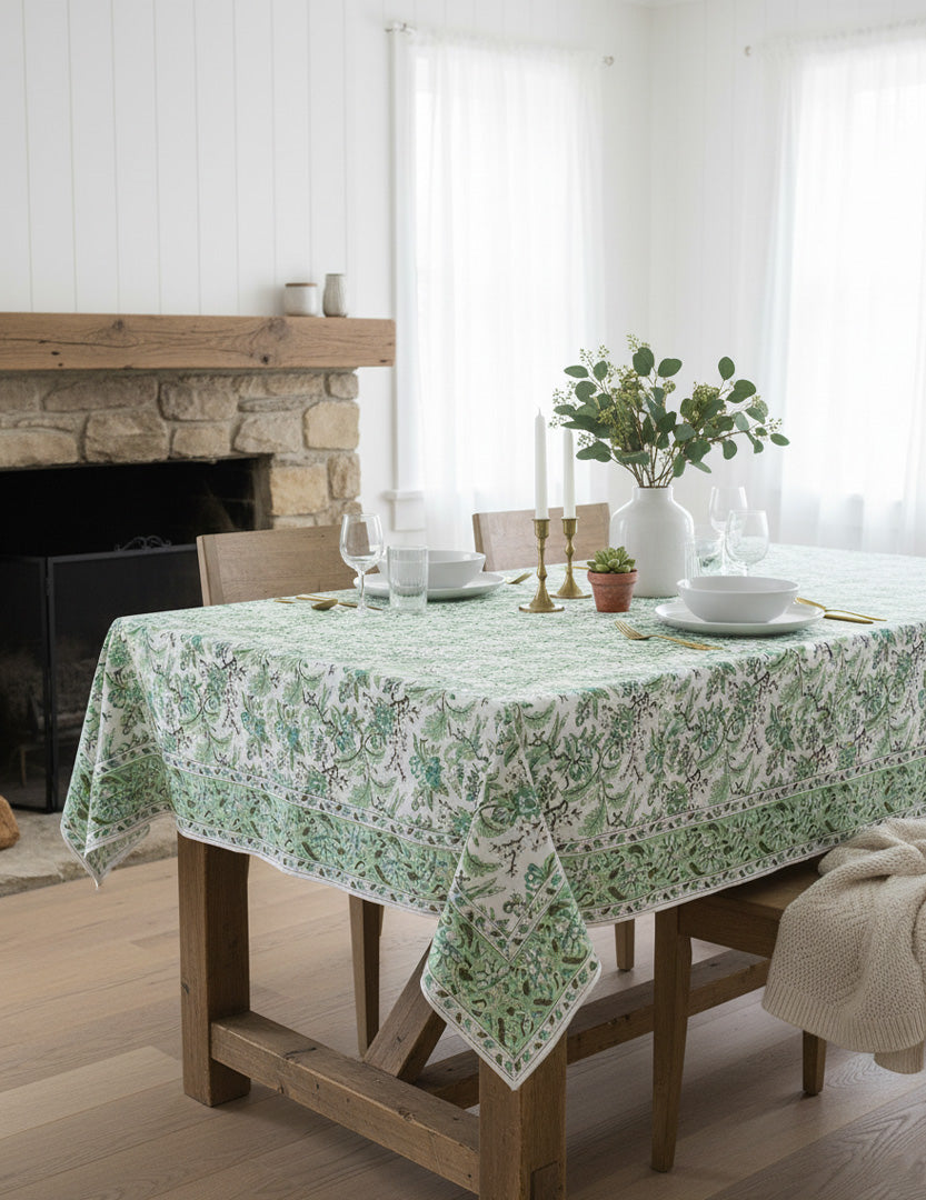 Kavya Tablecloth Green 150cm x 320cm