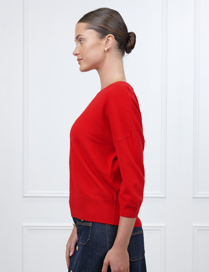 Tara Cashmere Knit Tee Red