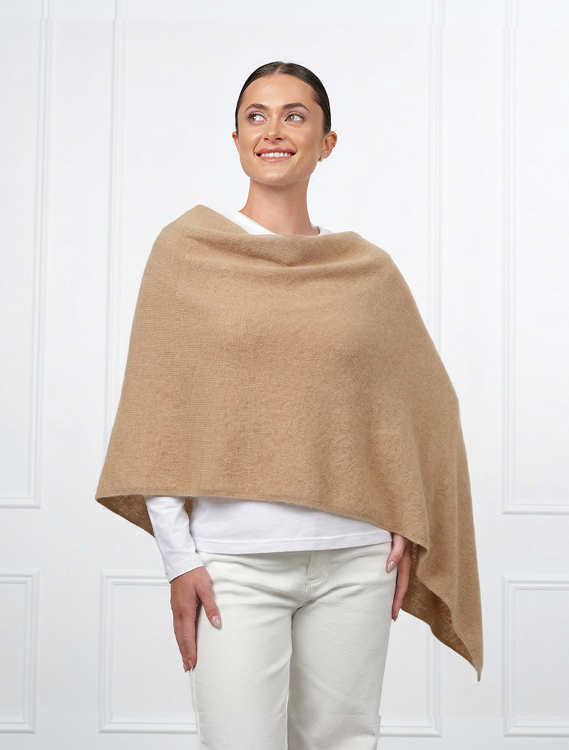 Cashmere Ponchette Camel