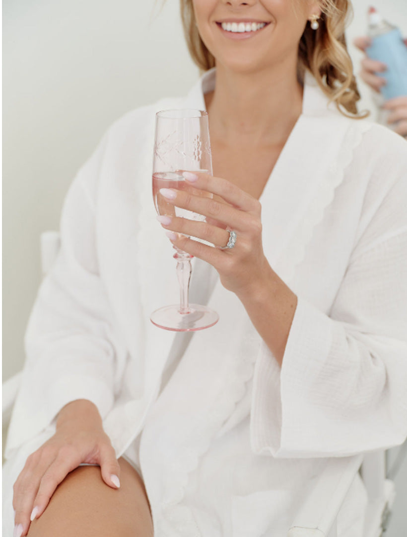 Jolie Fleur Crystal Champagne Flutes Pink