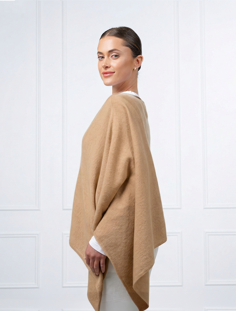 Cashmere Ponchette Camel