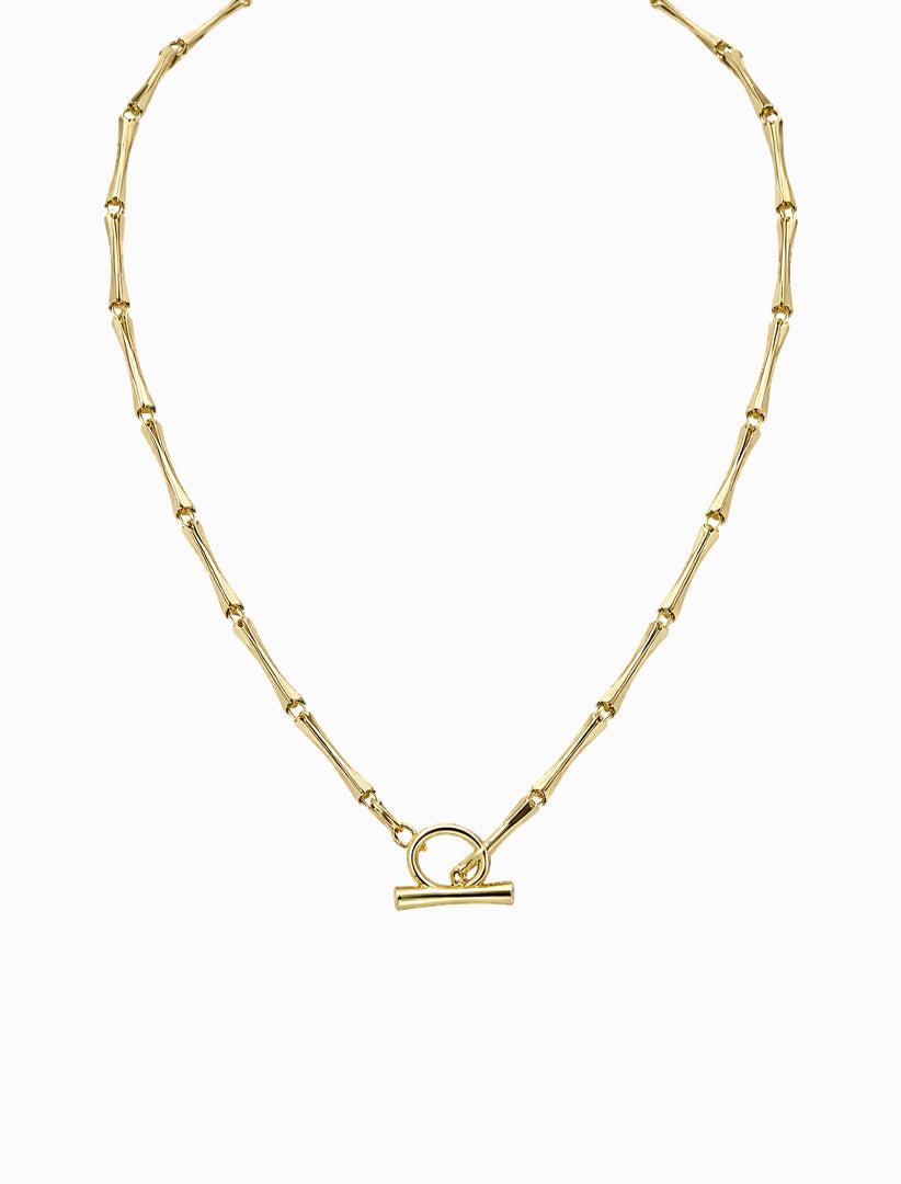 Bamboo Cross Bar Necklace Gold