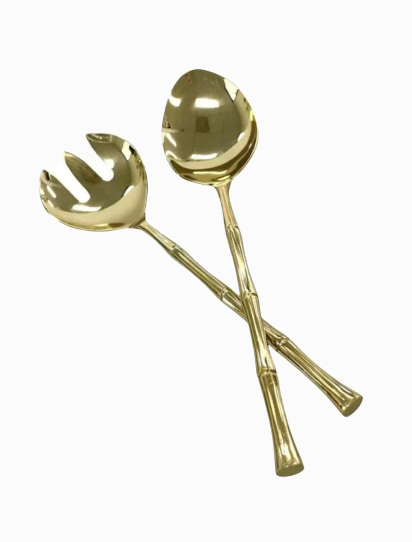 Bamboo Salad Servers Gold