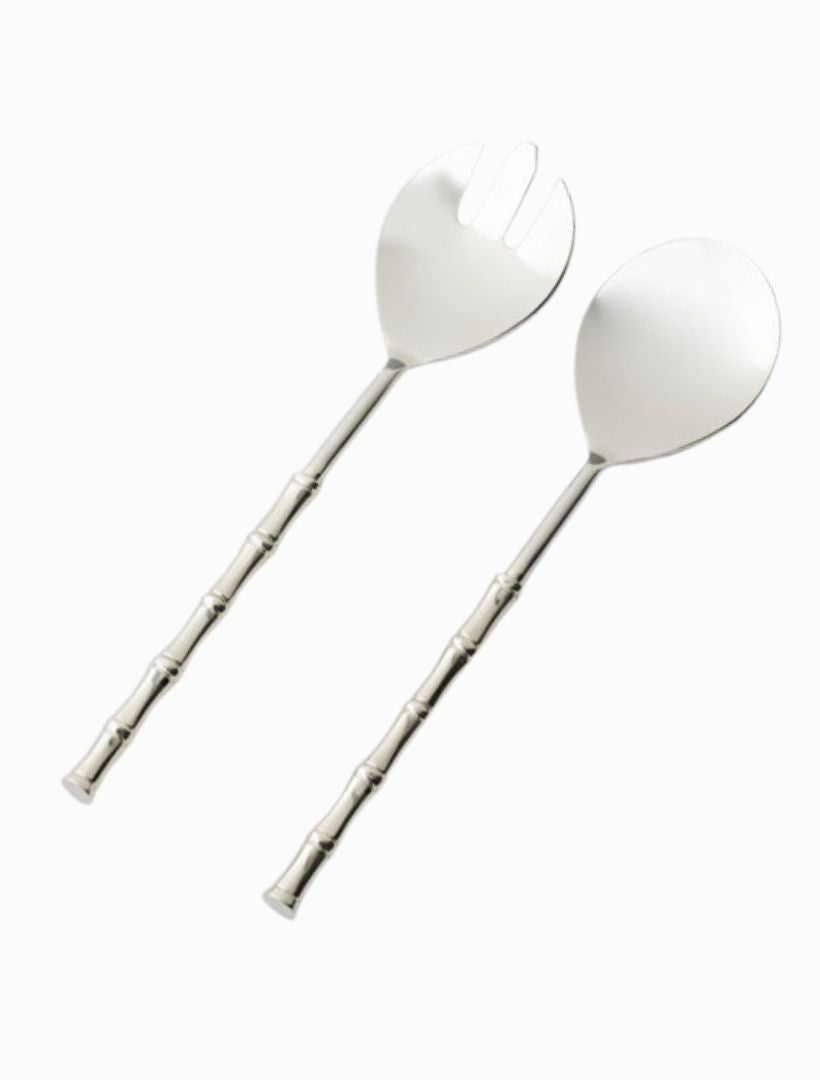 Front view - stainless salad server set of 2