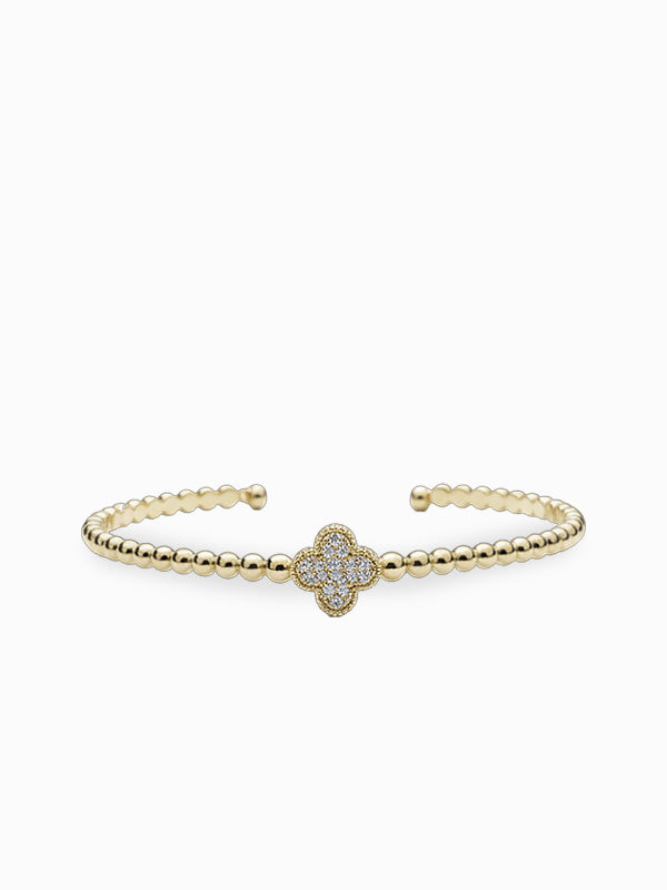 Beaded Clover Bangle Gold