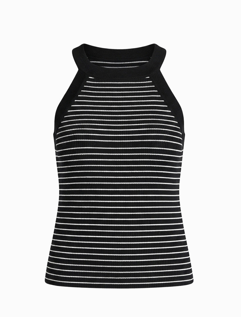Raven Halterneck Tank Black White