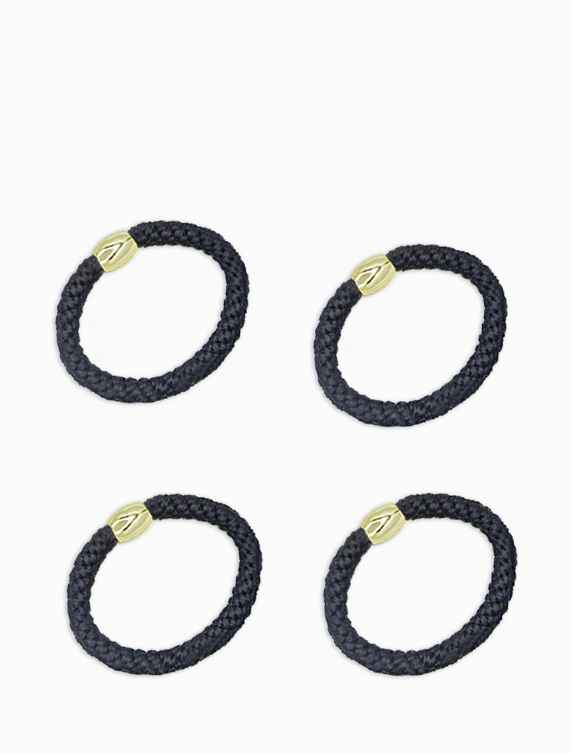 Front view - black stretch hair tie