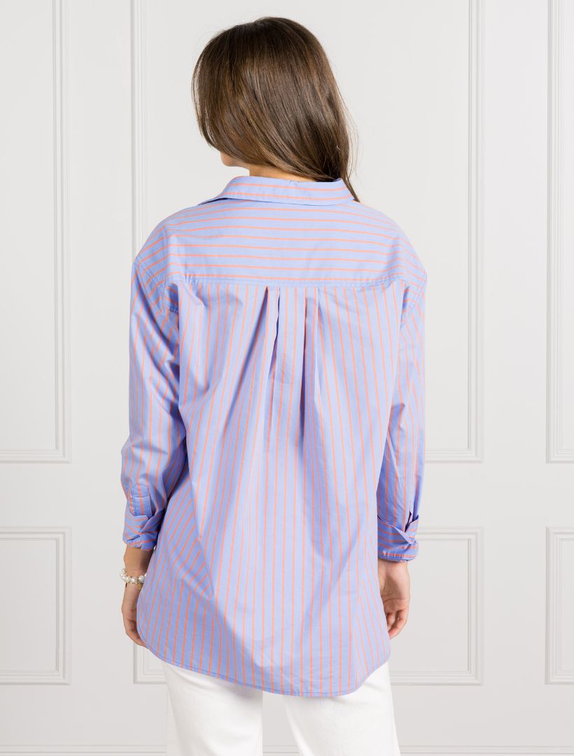 Back view - Blue orange striped shirt