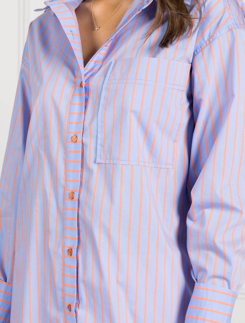 Blue orange striped shirt