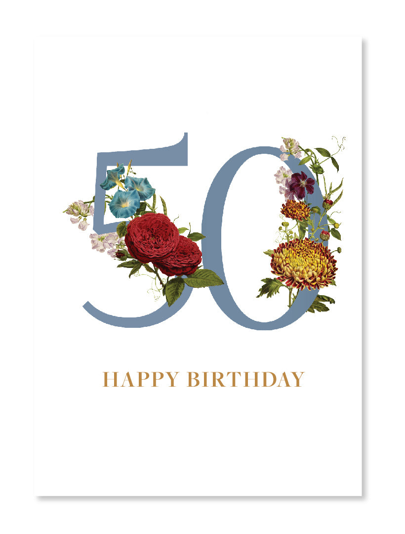 Front view - Botanical birthday card 50 years