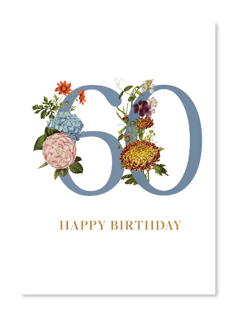 Front view - Botanical birthday card 60 years