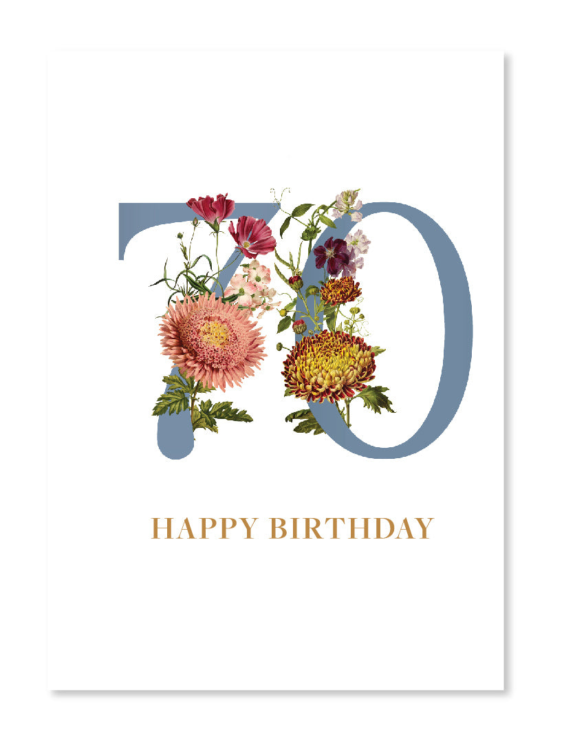 Front view - Botanical birthday card 70 years