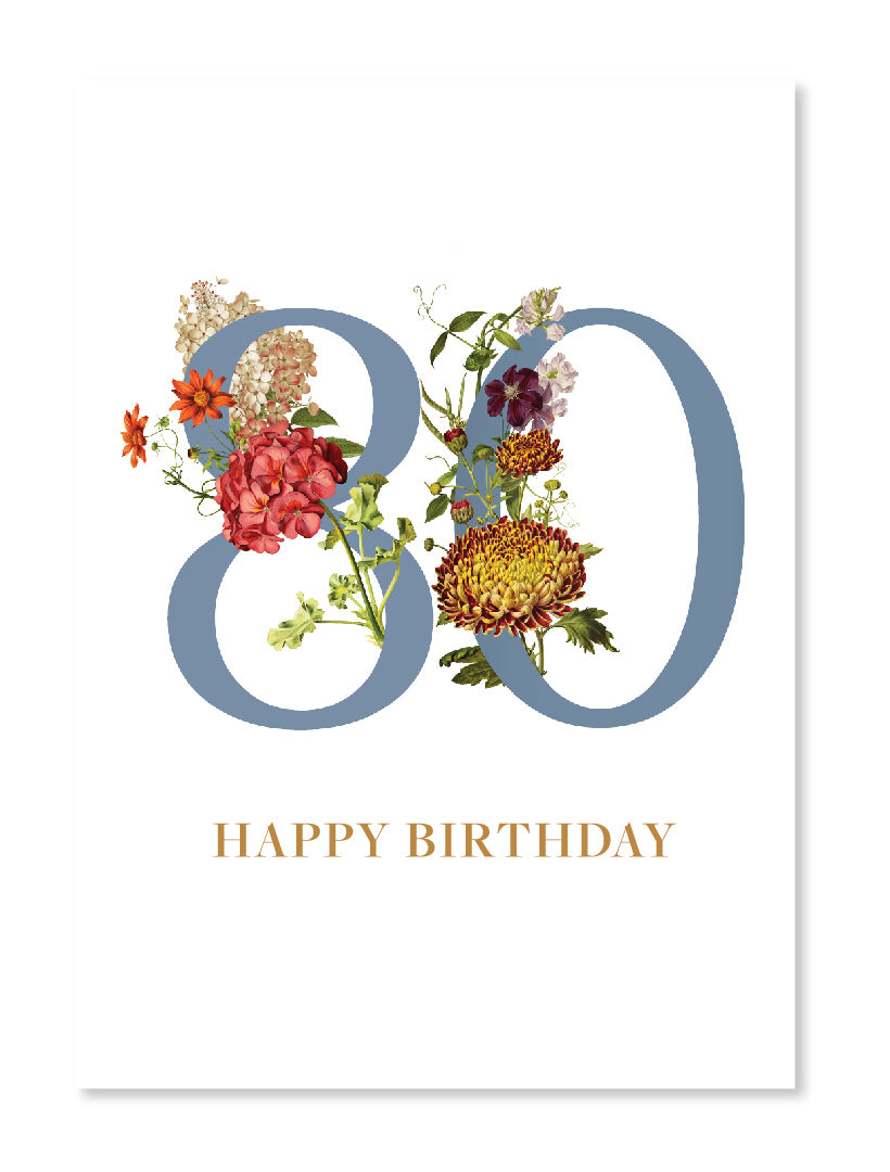 Front view - Botanical birthday card 80 years 