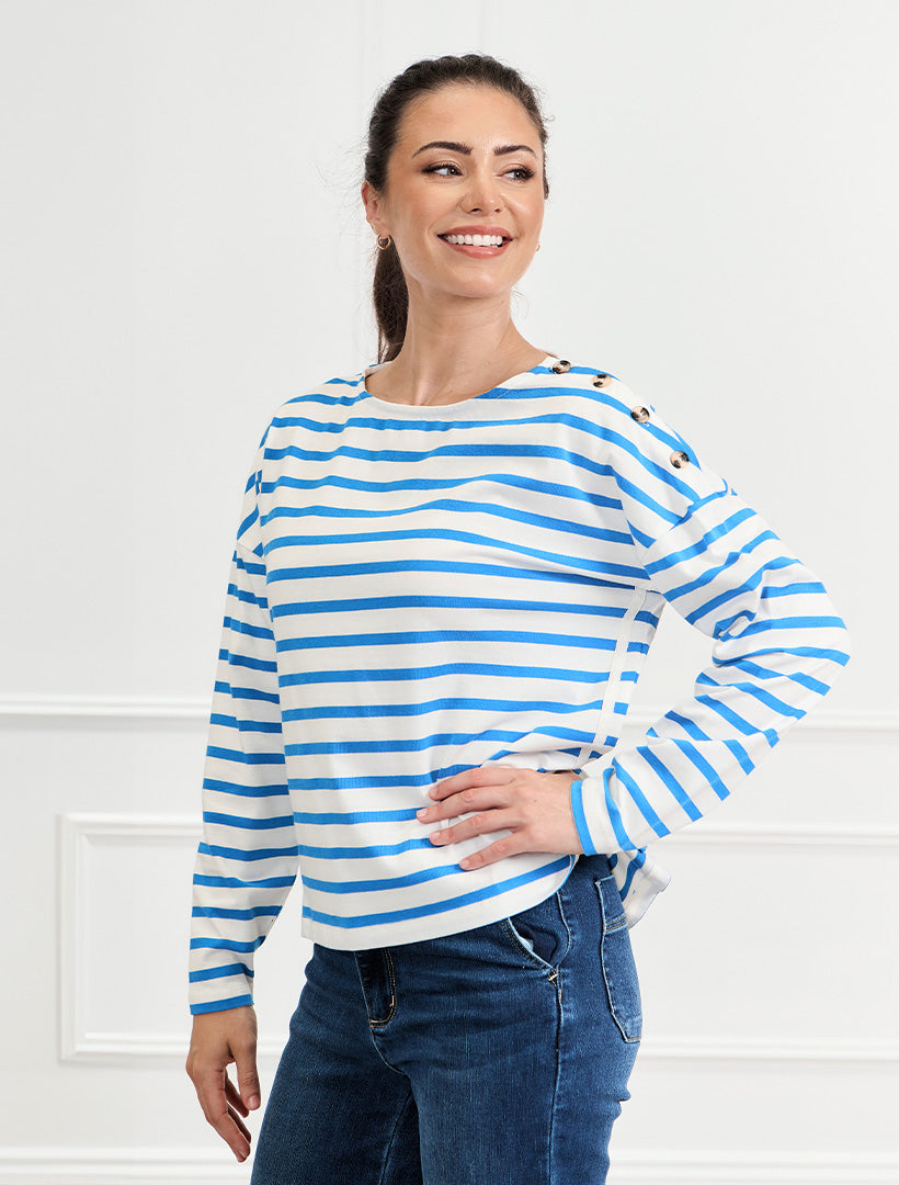 Bretton Stripe Tee Cornflower Blue