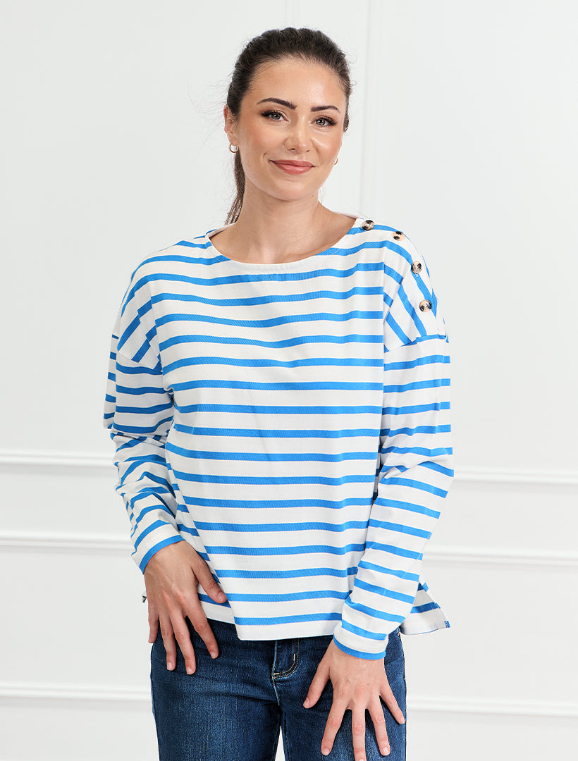 Bretton Stripe Tee Cornflower Blue