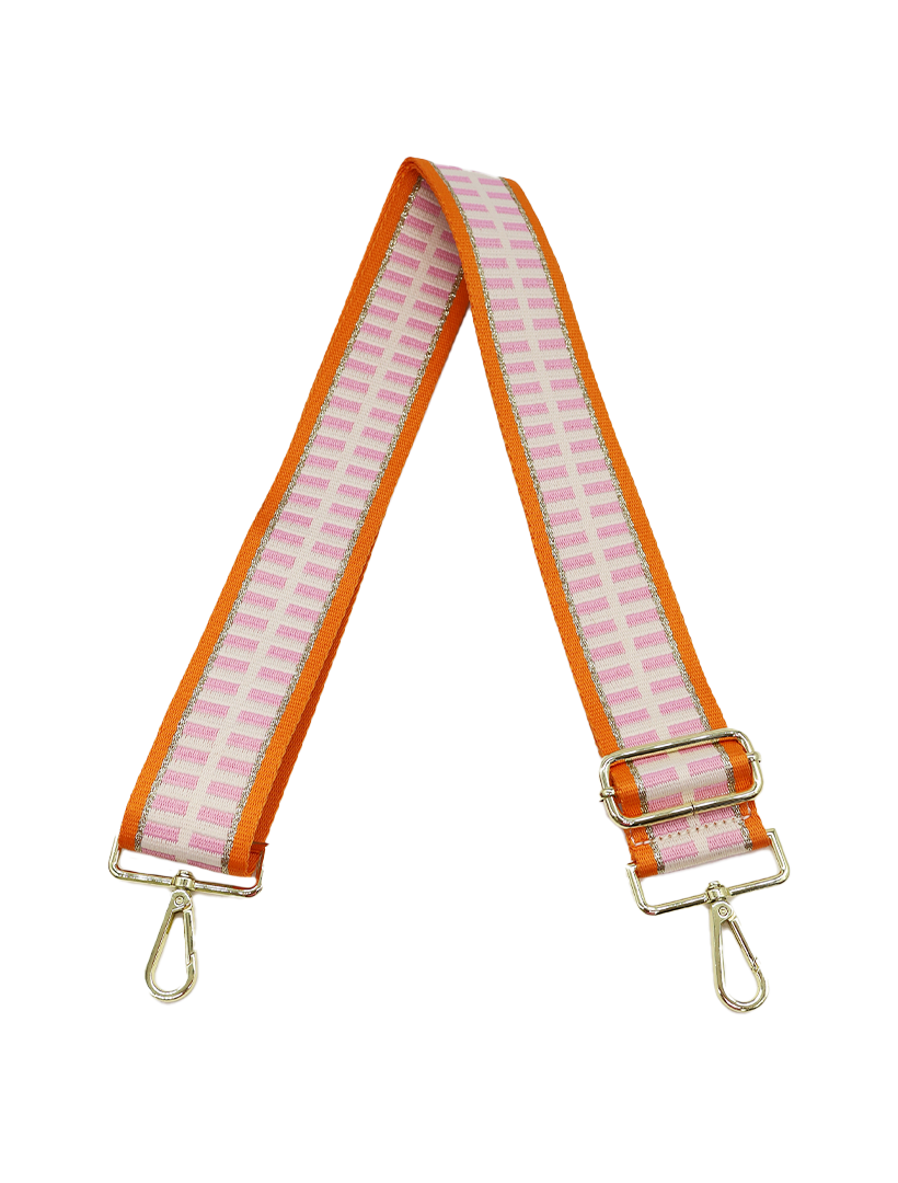 Webbing Bag Strap Pink Orange Gold