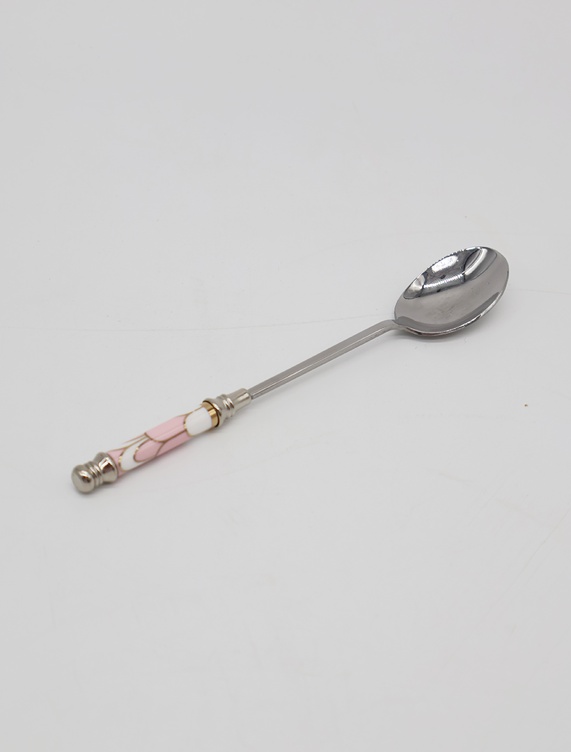 Ceramic Pink Arch Tile Pattern Spoon Silver