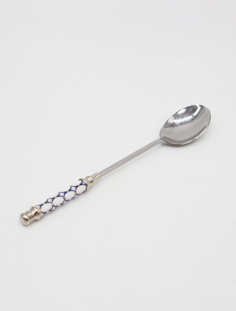 Ceramic Blue Pattern Spoon Silver