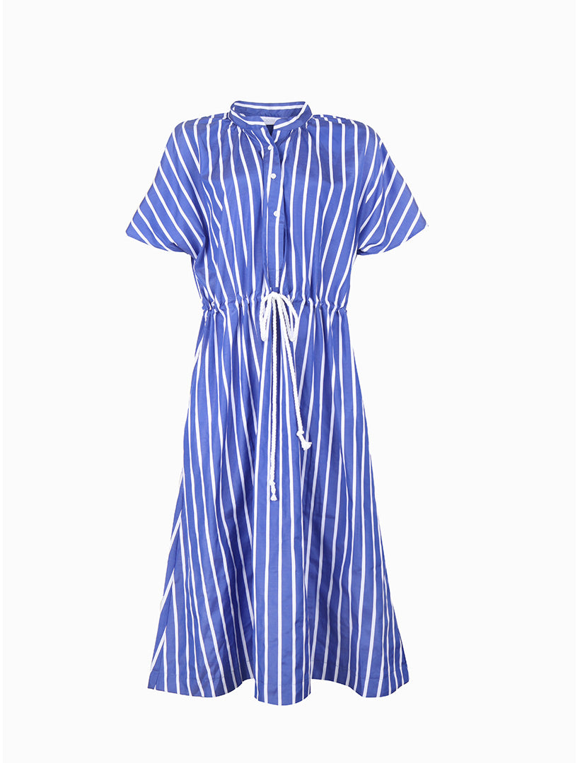 Front view - Blue stripped cotton dress