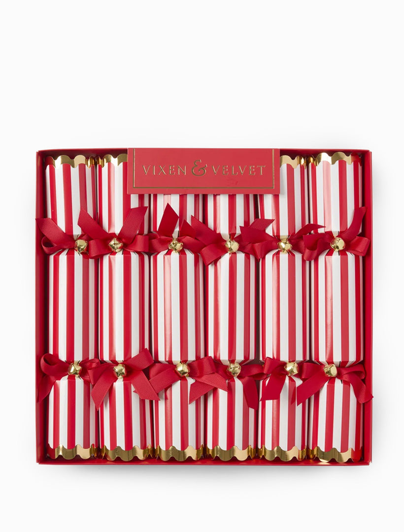 Candy Cane Red Stripe Crackers Box of 6