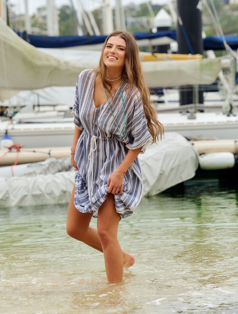 Capri Stripe Kaftan Navy