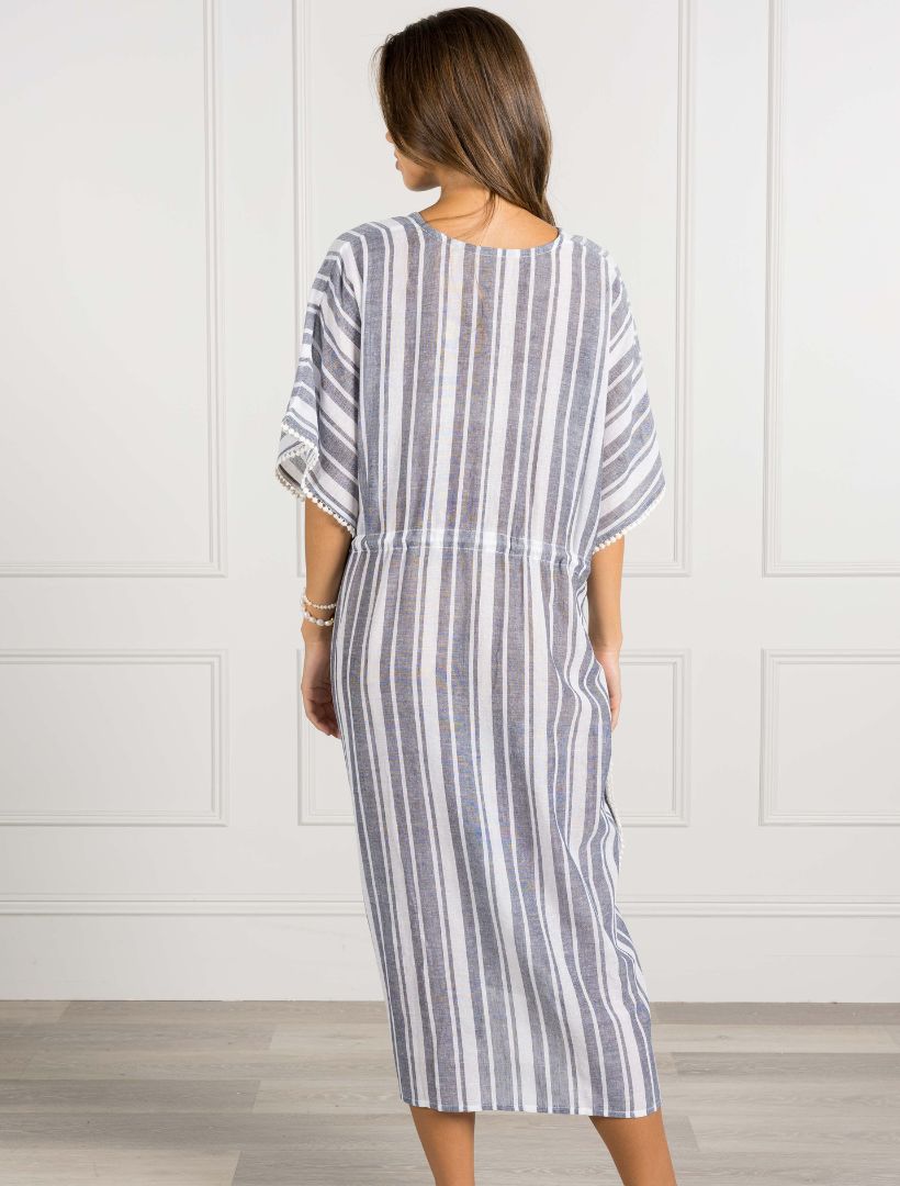 Back view - Capri navy striped kaftan 