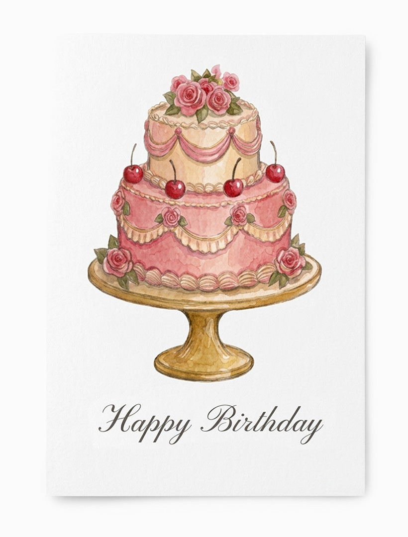 Vintage Cake Birthday Card