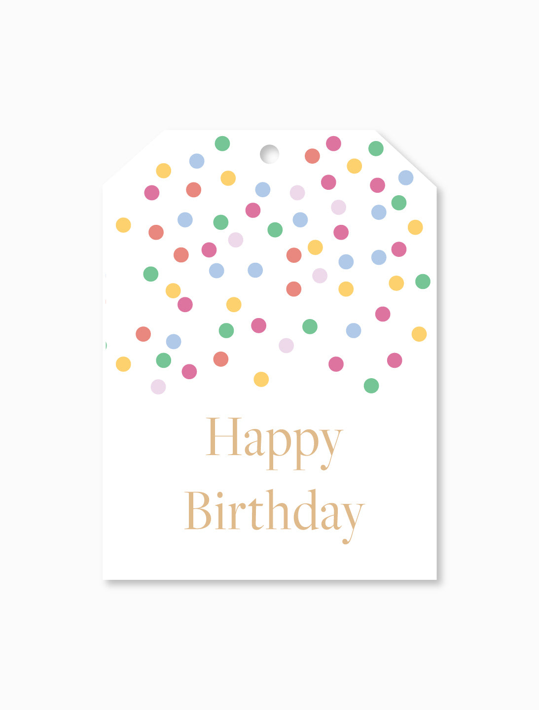 Happy Birthday Confetti Gift Tag White