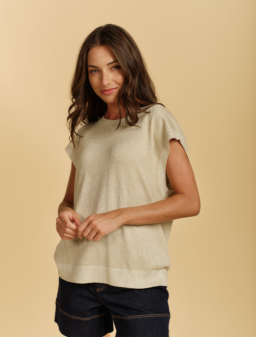 Carla Glitter Tank Gold