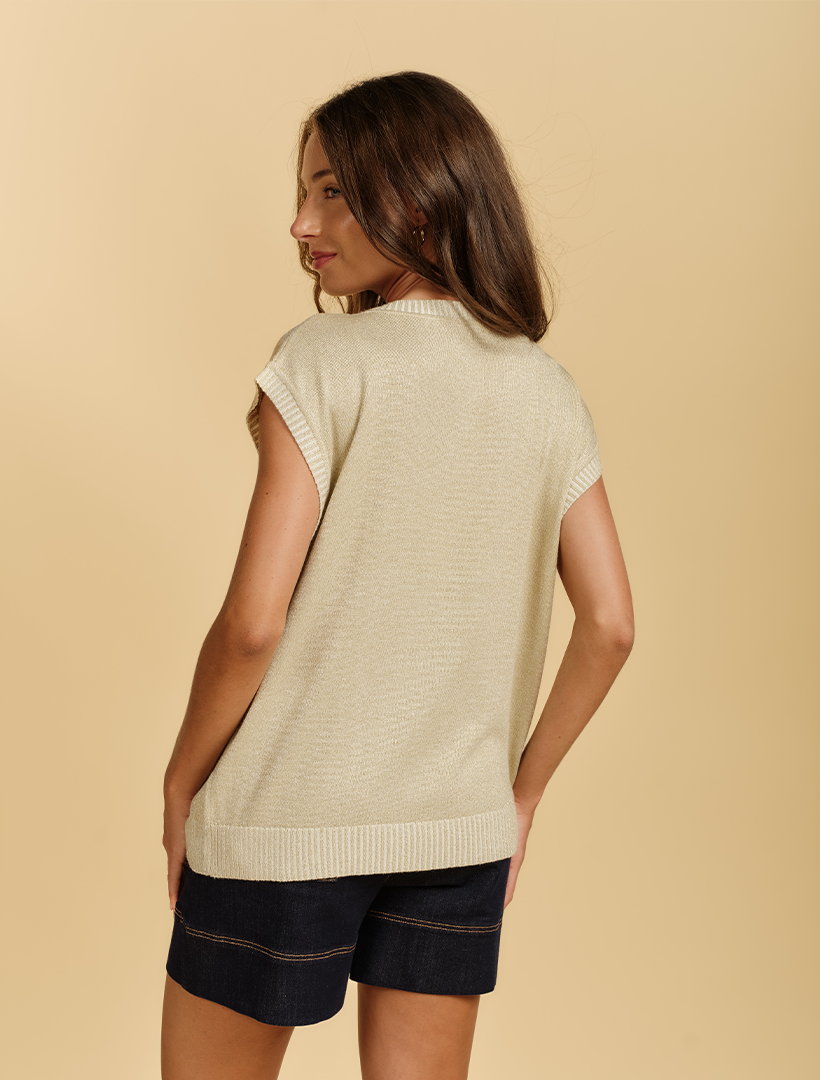 Carla Glitter Tank Gold