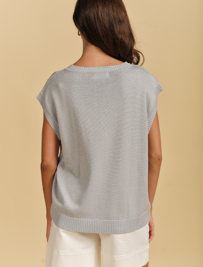 Carla Glitter Tank Silver