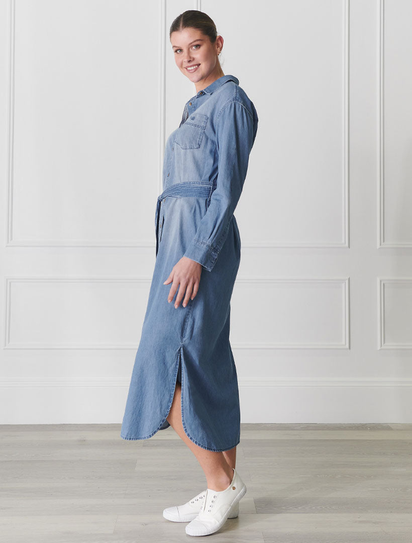 Front View - Denim Shirt Dress