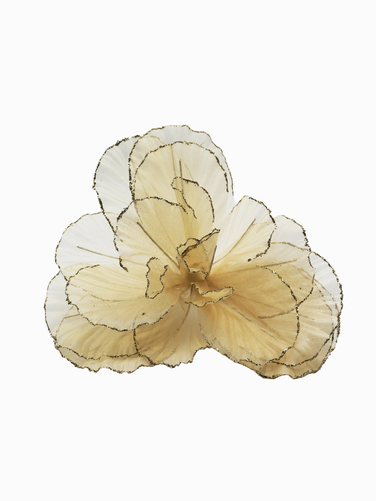 Champagne Organza Peony Clip On