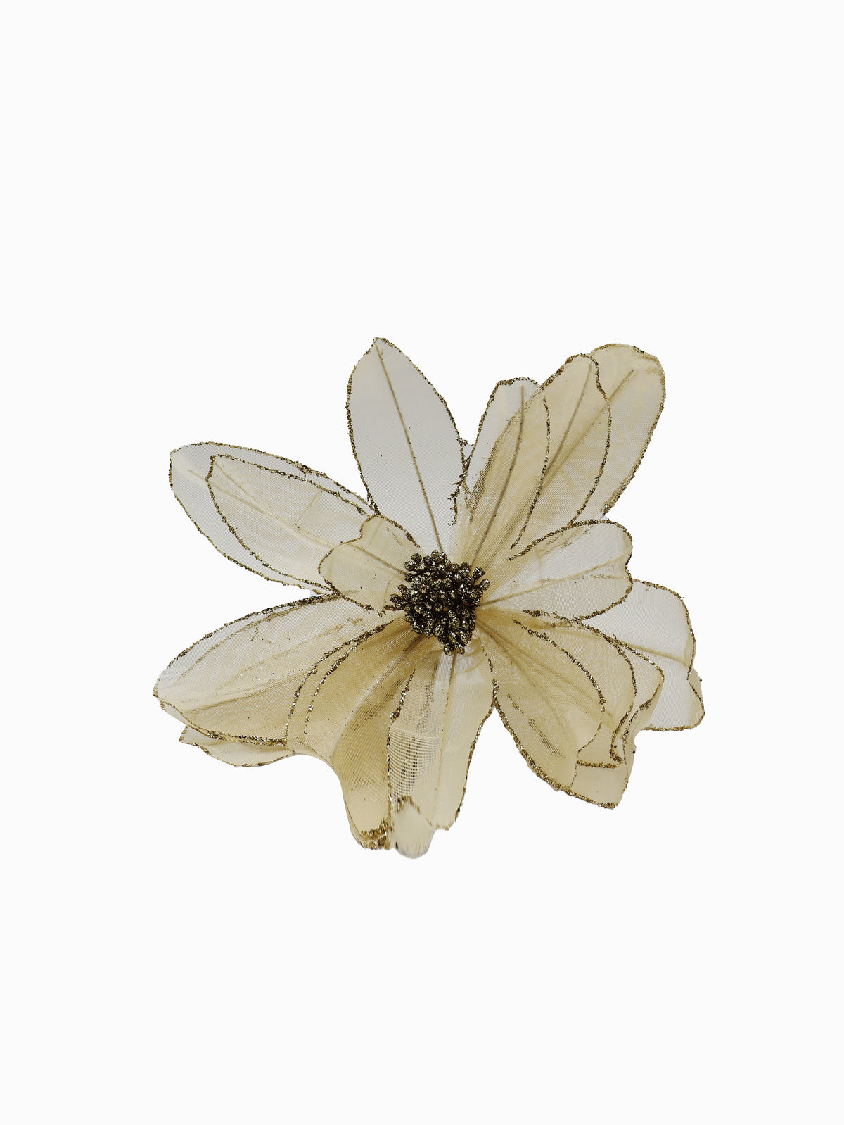 Champagne Organza Lotus Clip On