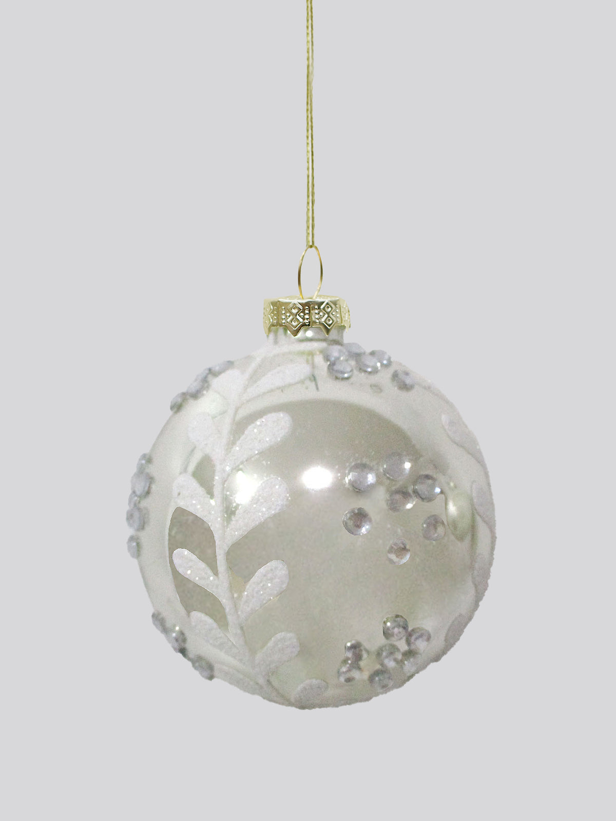 Front view - Crystal vine bauble white