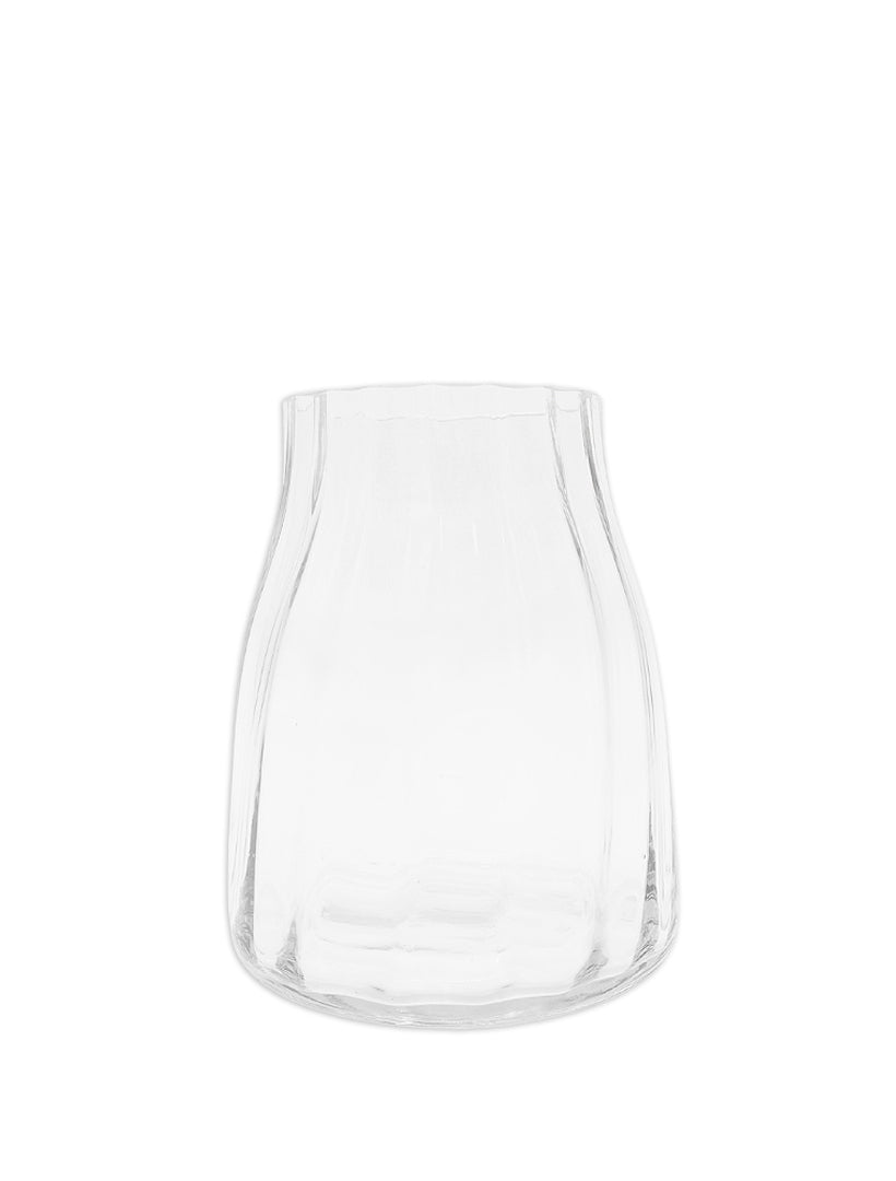 Front view - clear ribbed pattern vase