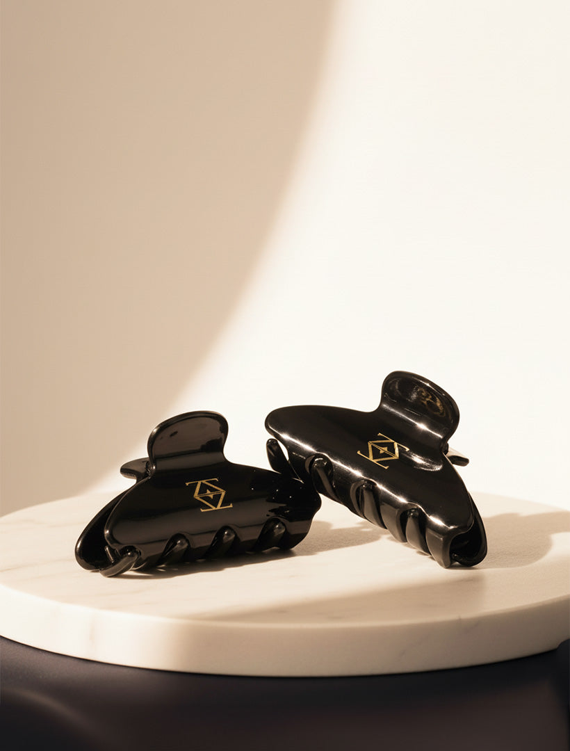 Logo Claw Clip Set of 2 Black