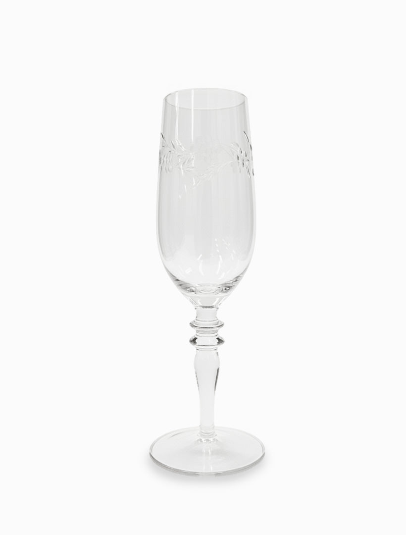 Jolie Fleur Crystal Champagne Flutes Clear