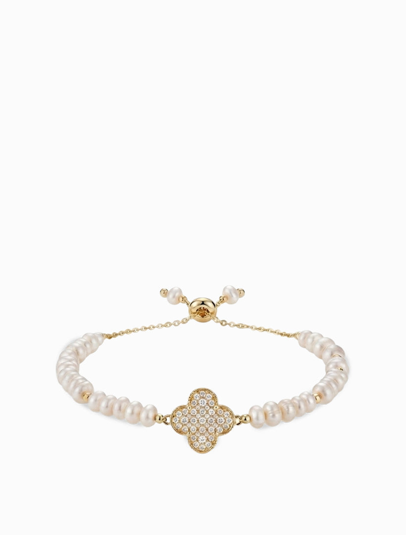 Clover Adjustable Pearl Bracelet
