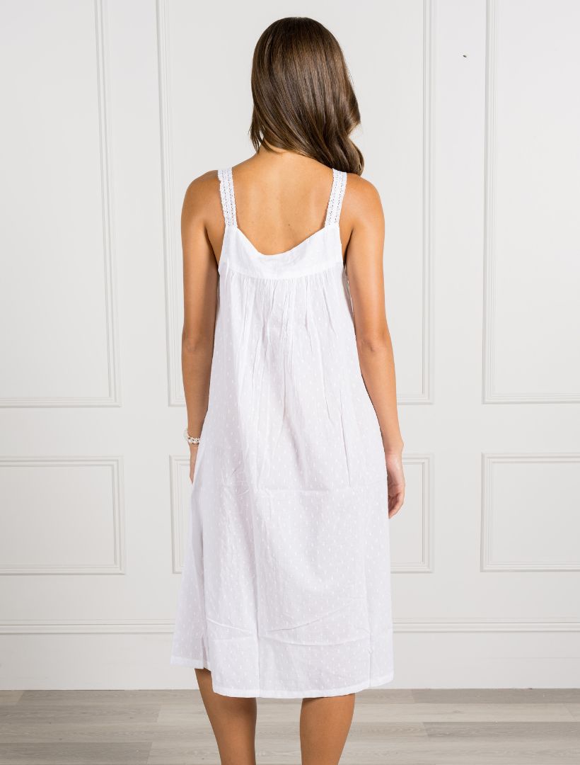 Back view -  white lace nightgown 