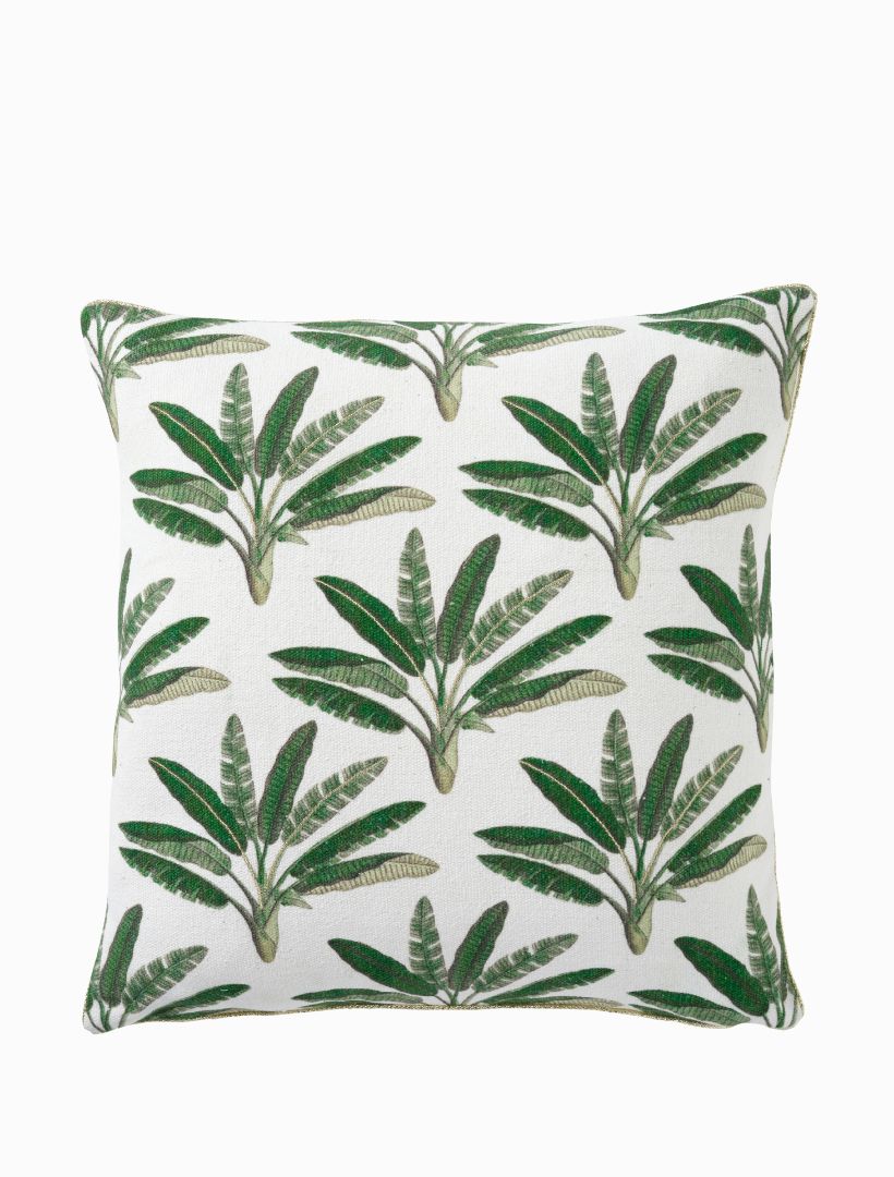 Front view - Copacabana palm tree printed cushion